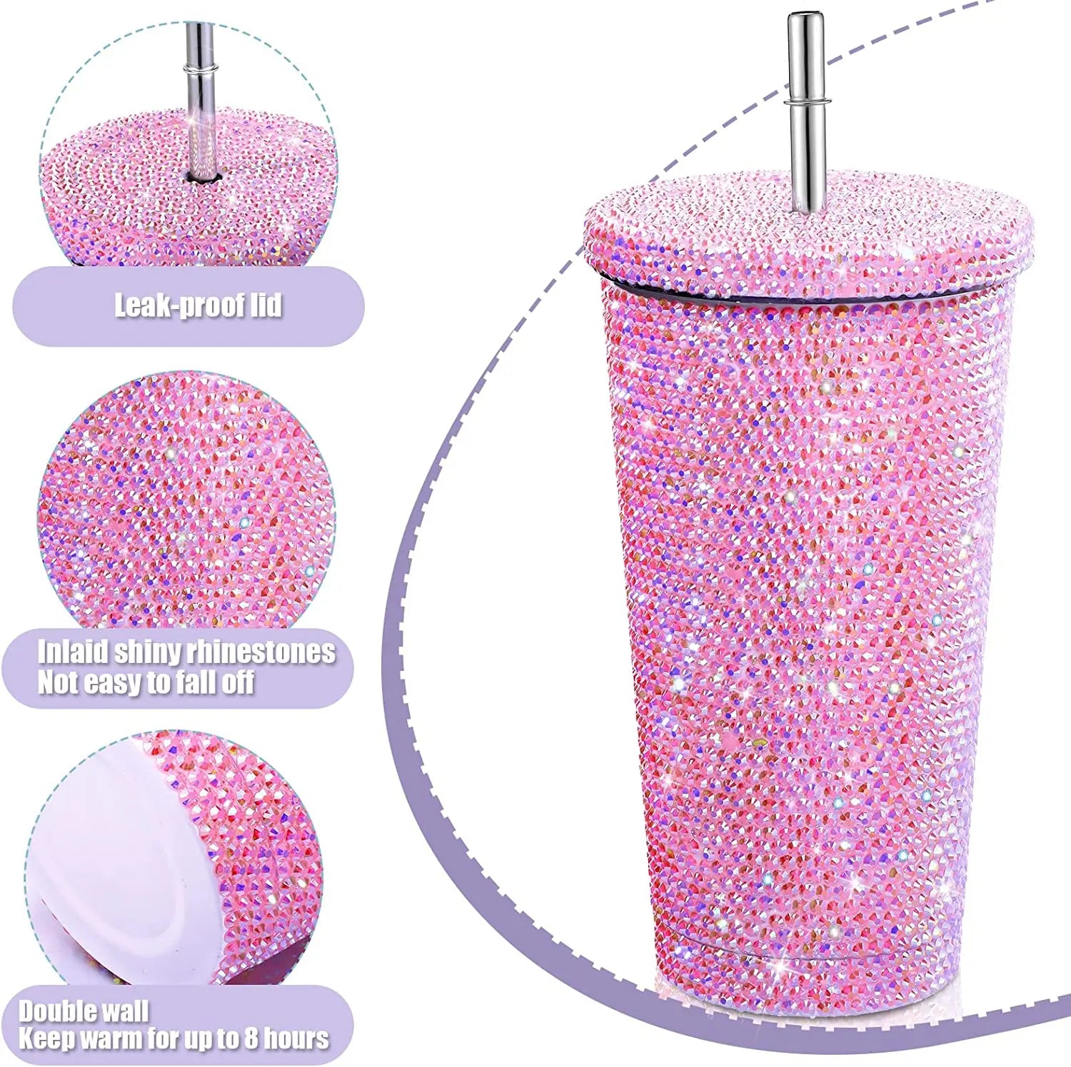 Bling Stainless Steel Glitter Water Bottles Diamond Insulated